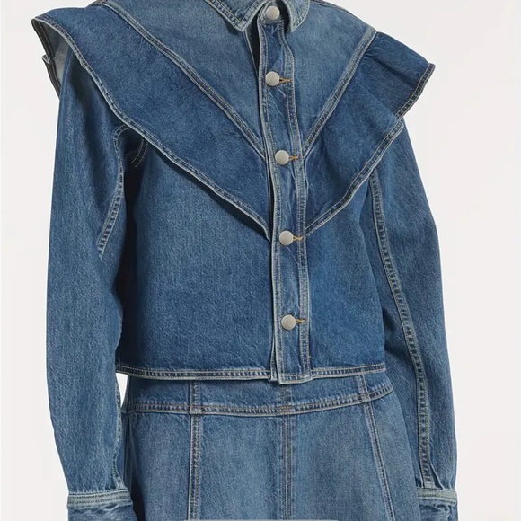 Ruffle Buttoned Denim Jacket - Picture 5 of 6